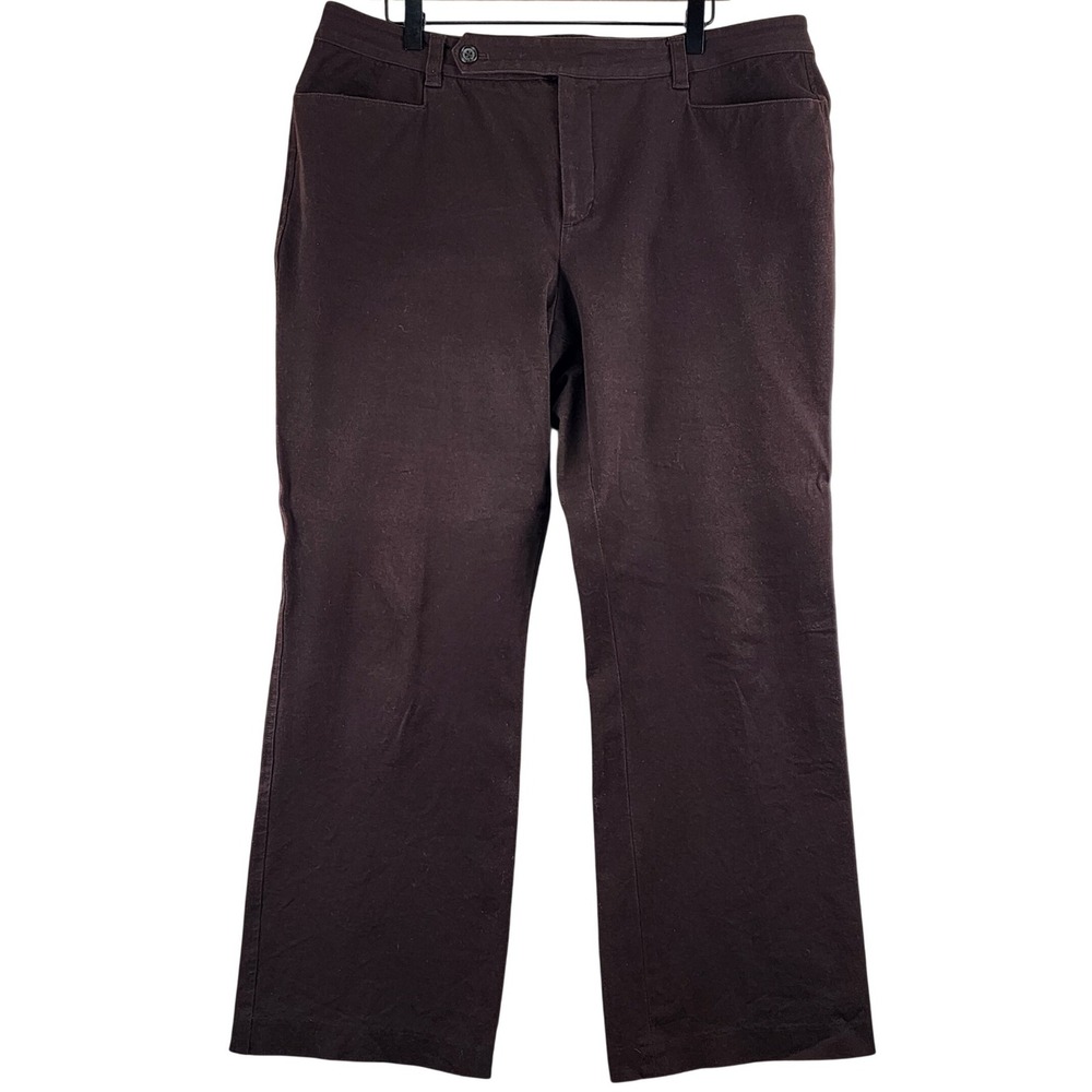 Lauren Ralph Lauren Adelle Pants Women 16 Brown Straight Leg Stretch Business